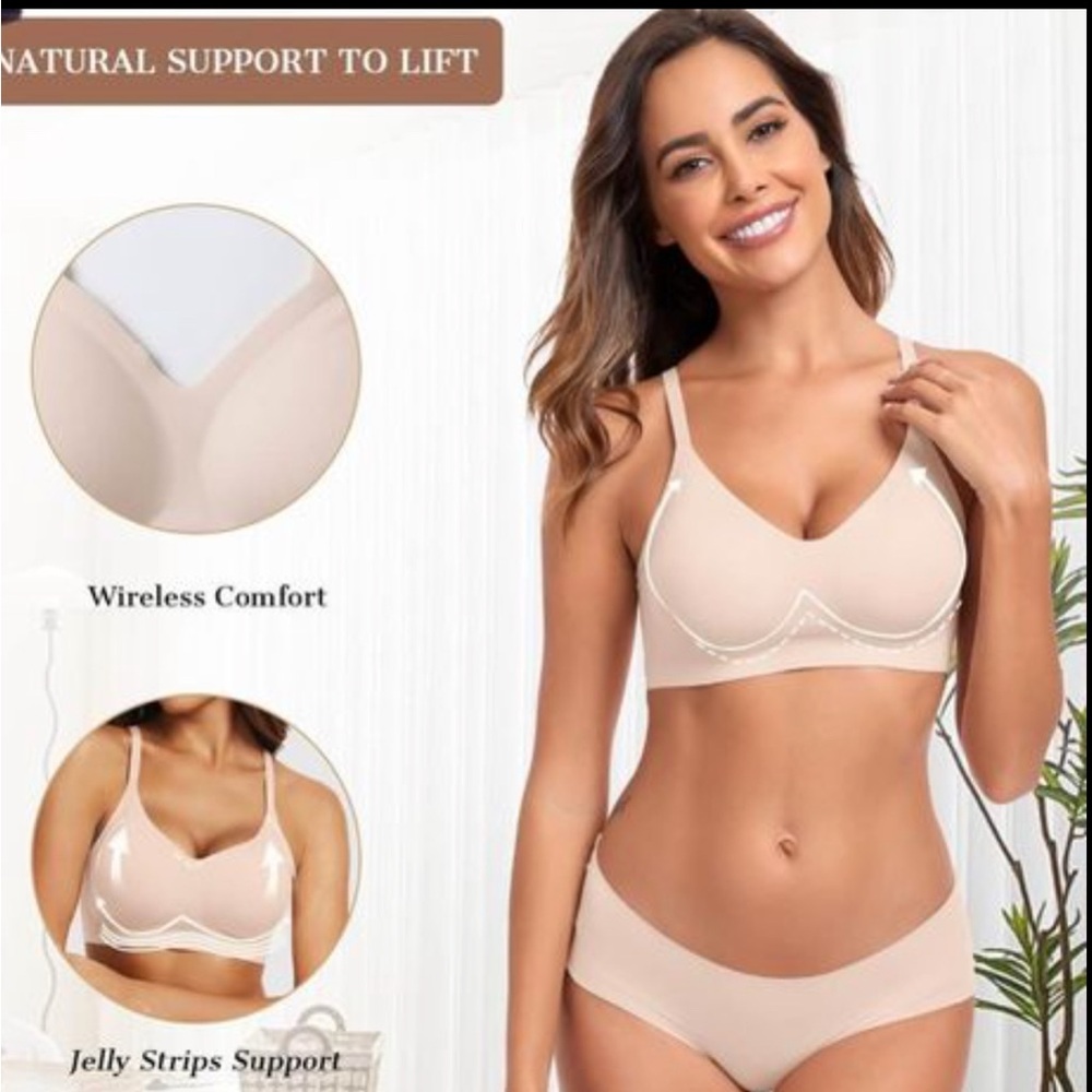 Womens Push Up Everyday Bras Comfortable Wireless Bralettes V Neck Seamless Bra